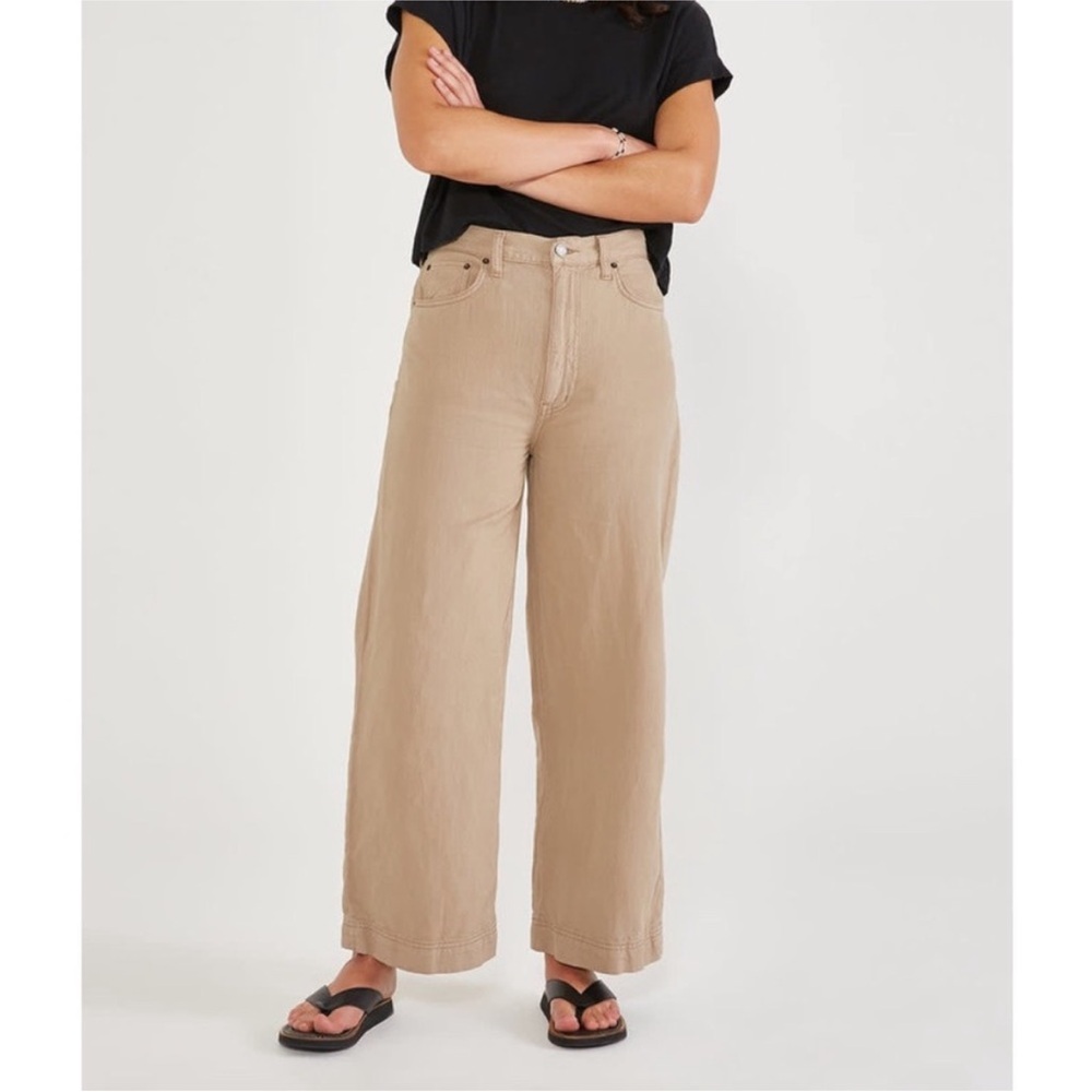Etica Ethically Made Devon Wide Leg Tan Jeans Sz 25
